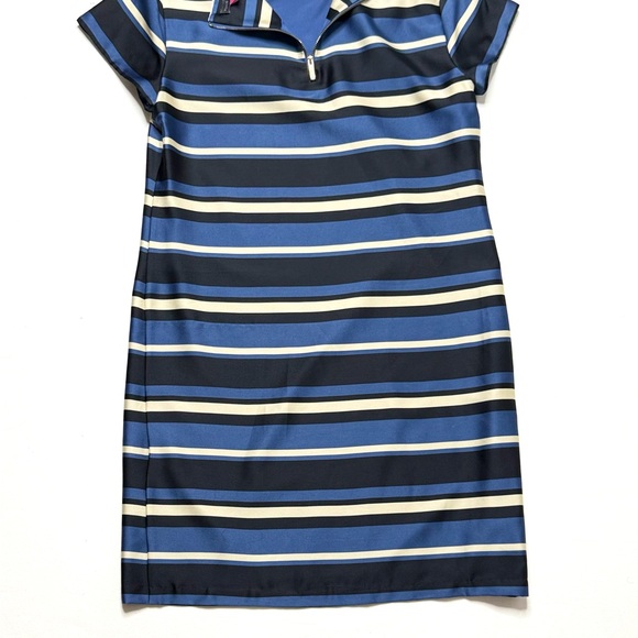 Vince Camuto Navy and Cream Striped Short Sleeve Sheath Dress Size 6 - Picture 3 of 6